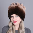 2021 Russia Hot Sale Winter Real Fur Beanies Hat Women 100% Genuine Real Rex Rabbit Hat Good Elastic Knitted Rex Rabbit Fur Caps