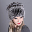 2021 Russia Hot Sale Winter Real Fur Beanies Hat Women 100% Genuine Real Rex Rabbit Hat Good Elastic Knitted Rex Rabbit Fur Caps