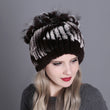 2021 Russia Hot Sale Winter Real Fur Beanies Hat Women 100% Genuine Real Rex Rabbit Hat Good Elastic Knitted Rex Rabbit Fur Caps