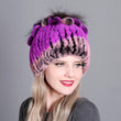 2021 Russia Hot Sale Winter Real Fur Beanies Hat Women 100% Genuine Real Rex Rabbit Hat Good Elastic Knitted Rex Rabbit Fur Caps
