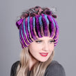 2021 Russia Hot Sale Winter Real Fur Beanies Hat Women 100% Genuine Real Rex Rabbit Hat Good Elastic Knitted Rex Rabbit Fur Caps