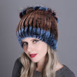2021 Russia Hot Sale Winter Real Fur Beanies Hat Women 100% Genuine Real Rex Rabbit Hat Good Elastic Knitted Rex Rabbit Fur Caps