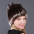 2021 Russia Hot Sale Winter Real Fur Beanies Hat Women 100% Genuine Real Rex Rabbit Hat Good Elastic Knitted Rex Rabbit Fur Caps