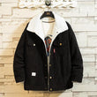 Men Corduroy Down Jackets Winter Coats Loose Casual Warm Parkas Good Quality Male Thicker Lamb wool Winter Jackets Size 5XL