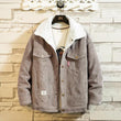 Men Corduroy Down Jackets Winter Coats Loose Casual Warm Parkas Good Quality Male Thicker Lamb wool Winter Jackets Size 5XL