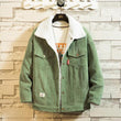 Men Corduroy Down Jackets Winter Coats Loose Casual Warm Parkas Good Quality Male Thicker Lamb wool Winter Jackets Size 5XL