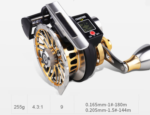 Digital Display Electronic Fishing Reel 2022 New 4.3:1 High Speed Ratio Low Profile Line Counter Baitcasting Reel Fishing Tools