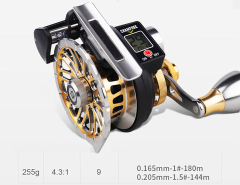 Digital Display Electronic Fishing Reel 2022 New 4.3:1 High Speed Ratio Low Profile Line Counter Baitcasting Reel Fishing Tools