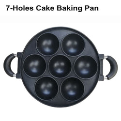 7-Hole Cake Cooking Pan Cast Iron Omelette Pan Non-stick Cooking Pot Breakfast Egg Cooking Pie Cake Mold Kitchen Cookware