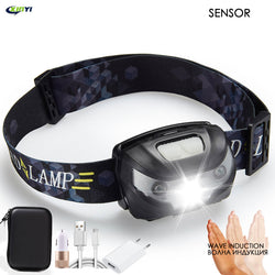 Powerfull 6000Lms LED Headlamp Rechargeable Body Motion Sensor Headlight Camping Flashlight Head Light Torch Lamp With USB