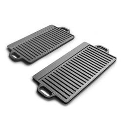 Cast Iron Outdoor Baking Tray Double-sided Iron Plate Cast Iron Pan BBQ Griddles Cookware