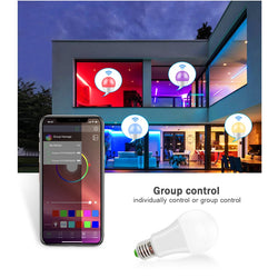 LED Bluetooth Bulb Lights Dimmable RGB Color-Changing 15W E27 Groups Control Memory Function Multi-Color Decoration Party Family