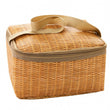 Portable Wicker Rattan Outdoor Picnic Bag Waterproof Tableware Insulated Thermal Cooler Food Container Basket for Camping Picnic