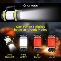 ZK20 Portable LED Camping Light Working Light Outdoor Tent Light Handheld Flashlight USB Rechargeable Waterproof Search Light