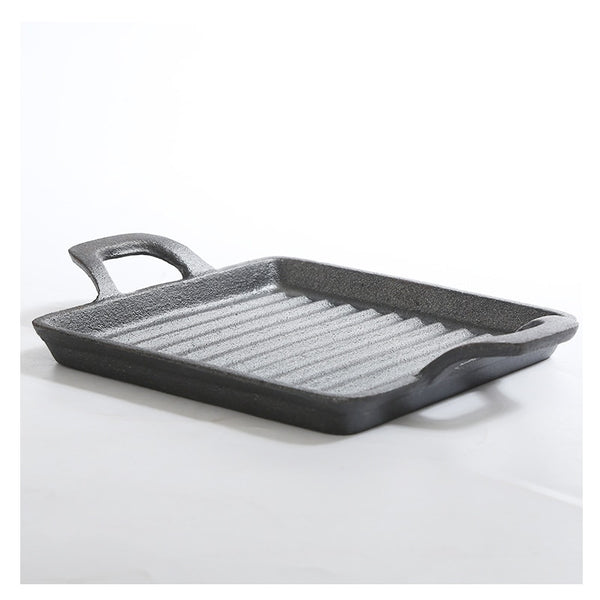 14*13.5cm Cast Iron Square Grill Plate with Double Ears Easy Access Steak Grill Pan Utensils for ki