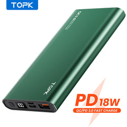 TOPK I1006P Power Bank 10000mAh Portable Charger LED External Battery PowerBank PD Two-way Fast Charging PoverBank for Xiaomi mi