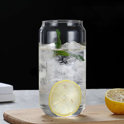 Holaroom Creative Can Shape Tea Juice Milk Glass Cup Coffee Mug Wine Glass Drink Cup High Borosilicate Glass Drinkware Durable