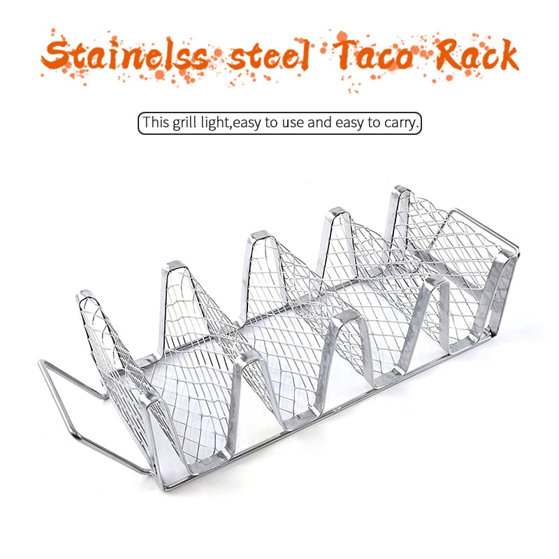 Stainless steel Taco Rack BBQ Grill Baked Taco Mexican Food Pie Holder ...