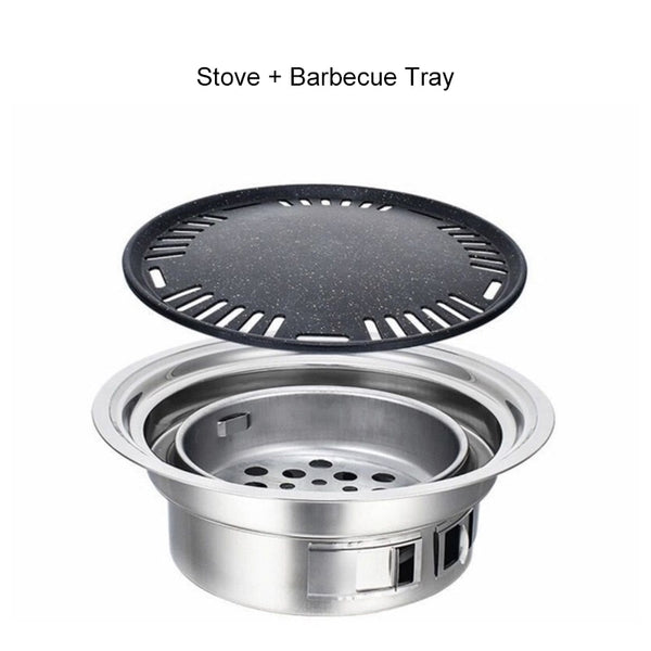 Stainless Steel Charcoal Barbecue Grill Korean Non-stick Barbecue Grills Portable Outdoor bbq grill Round Carbon Barbecue Stove