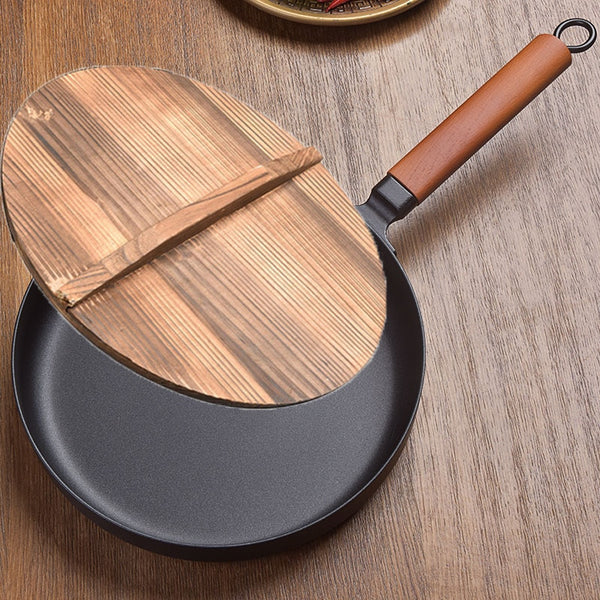 Cast Iron Pot Vintage Forged Chinese Wok Non-stick Frying Pan Home 26CM Kitchen Wok Cooking Pot for Induction Cooker Gas Stove