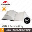 NatureHike Mongar Camping Tent 2 Persons Ultralight 20D Nylon Aluminum Alloy Pole Double Layer Outdoor Hiking Tent NH17T007-M