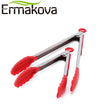 ERMAKOVA Silicone BBQ Grilling Tong Salad Bread Serving Tong Non-Stick Kitchen Barbecue Grilling Cooking Tong with Joint Lock