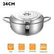 20/24cm Japanese Deep Frying Pot with a Thermometer and a Lid 304 Stainless Steel Kitchen Tempura Fryer Pan