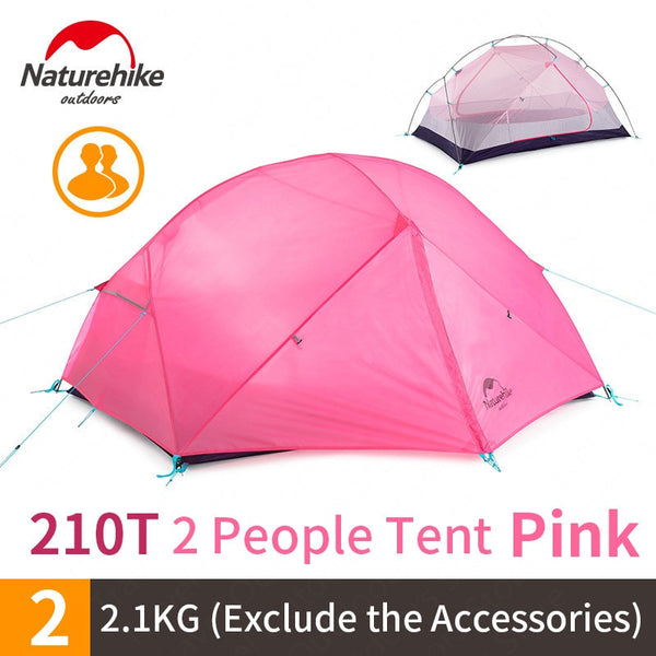 NatureHike Mongar Camping Tent 2 Persons Ultralight 20D Nylon Aluminum Alloy Pole Double Layer Outdoor Hiking Tent NH17T007-M