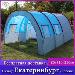 Large Camping tent Waterproof Canvas Fiberglass 5 8 People Family Tunnel 10 Person Tents equipment outdoor mountaineering Party