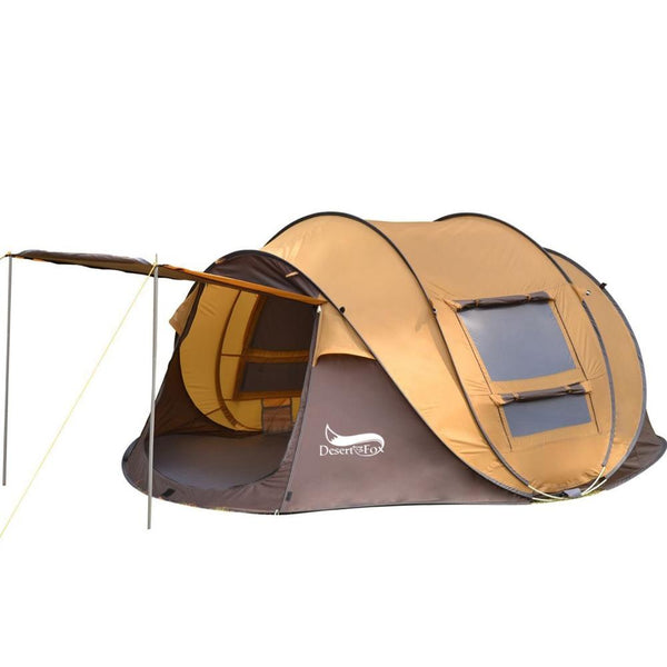 Desert&Fox Outdoor Camping Tents 3-4 Person Automatic Pop Up Instant Tent Hiking Travelling Tourist Fishing Beach Tents Awnings