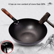 Konco Iron wok cast iron pan Non-coated Pot General use for Gas and Induction Cooker 32cm Chinese Wok Cookware Pan Kitchen Tools