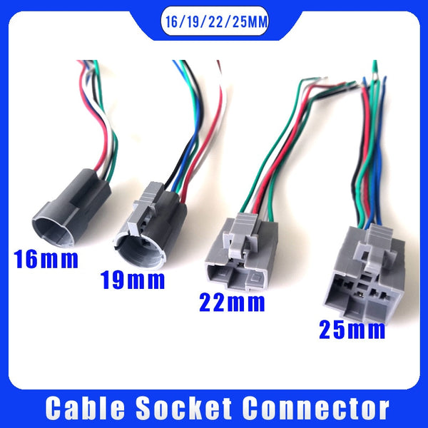 16mm 19mm 22mm 25mm cable socket for LED push button switch Car wires stable lamp light button computer power cable connector