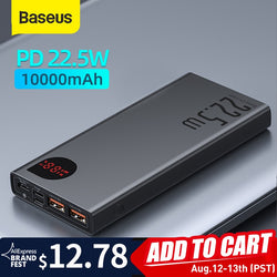 Baseus Power Bank 10000mAh with 20W PD Fast Charging Powerbank Portable Battery Charger PoverBank For iPhone 12Pro Xiaomi Huawei