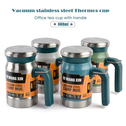 Outdoor stainless steel vacuum flask tea cup filter double-layer office water cup with handle new camping mug Thermos cup