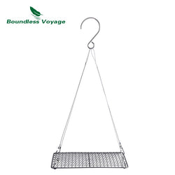 Boundless Voyage Titanium BBQ Barbecue Grill with Hanging Chain Food Charcoal Carbon Furnace Camping Picnic Garden Tableware