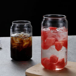 Holaroom Creative Can Shape Tea Juice Milk Glass Cup Coffee Mug Wine Glass Drink Cup High Borosilicate Glass Drinkware Durable