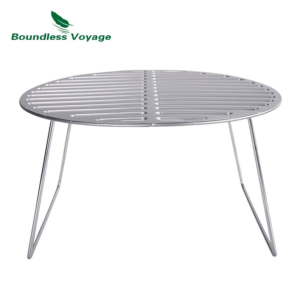 Boundless Voyage Folding Campfire Grill Titanium Round BBQ Grill Net with Legs Carrying Bag Outdoor Charcoal Gridiron Ti15161B