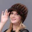 Real Fur Cap Knitted Natural Mink Fur Cap For Women Winter Avoid Wind And Snow Good Quality Female Mink Peaked Cap Ear Warm