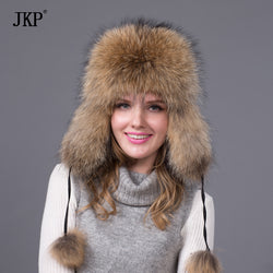 JKP Best Sellers goods fox fur hat or raccoon winter fur hat women cap russian cap free shipping colors on sale