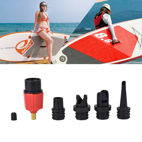 Sup Air Pump Adapter Inflatable Paddle Rubber Boat Kayak Air Valve Adaptor Tire Compressor Converter 4 Nozzle