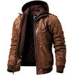 New men's jacket autumn and winter leisure motorcycle PU zipper hoodie jacket leather goods brand streetwear European size S-3XL