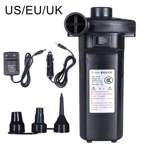 Electric Air Pump Inflator 12V Air Compressor 220V Battery Rechargeable Portable For PVC Boat Mattress Inflatable Pool Raft Bed