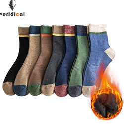 5 Pairs Thermal Socks Mens Winter Thick Cotton Colorful Young Casual Fashion Novelty Striped Warm Terry Socks Good Quality