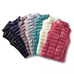 Good Quality Women White Duck Down Vest Soft Fabric Ultra Light Vest Jacket 2021 Winter Weightless Stand-up collar Sleeveless