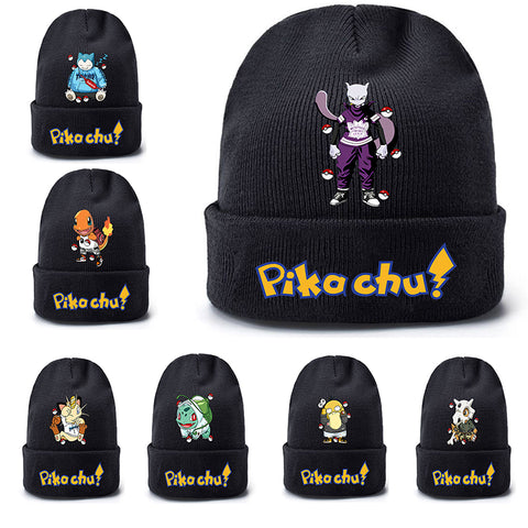 Pokemon Anime Figure Pikachu Autumn and Winter Kawaii Woolen Printed Knit Hat Boys and Girls Universal Birthday Christmas Gifts