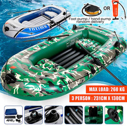 3 Person Inflatable Water Sports Rowing Boat Thickening PVC Boat Raft River Lake Dinghy Boat Pump Fishing Boat Set Outdoor