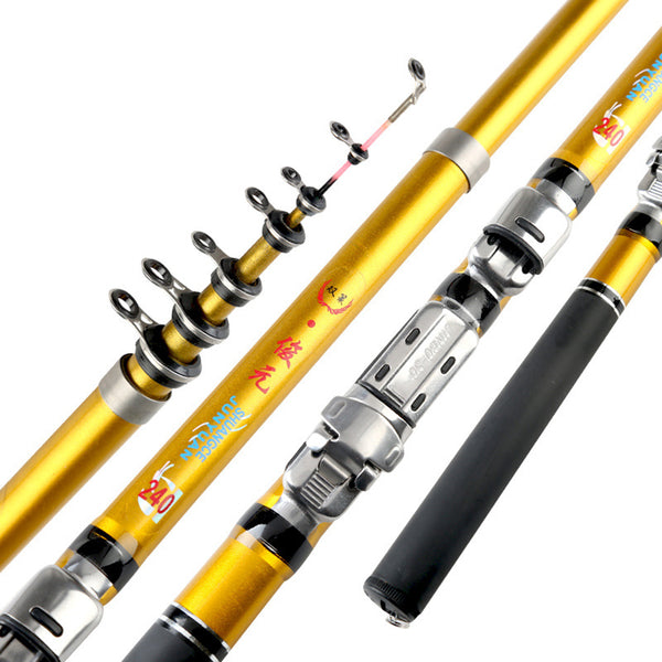 1.5/1.8/2.1/2.4M Telescopic Mini Fishing Rod Portable Carbon Outdoor Raft Pole Non-slip EVA Handle Outdoor Fishing Tackles Tools