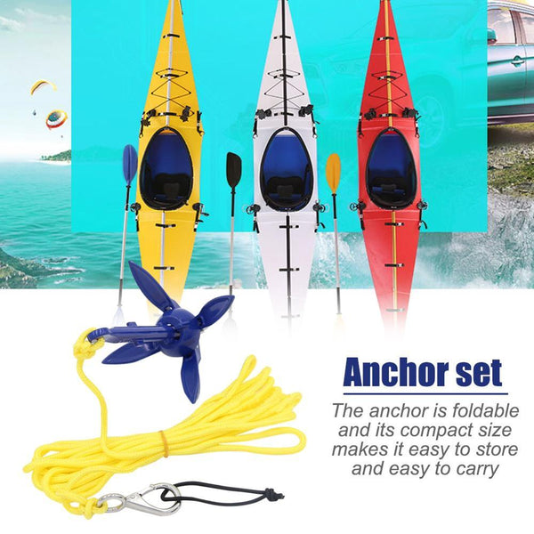 Boats Folding Anchor 4 Tines Aluminum Compact Anchor Buoy Kit Bag Marine Rope For Canoes Kayaks Sailboats